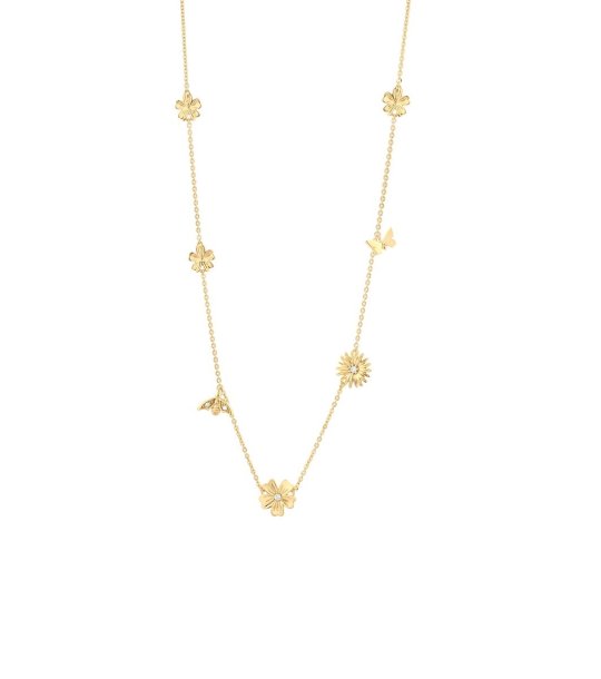 Златисто дамско колие с флорални елементи снимка