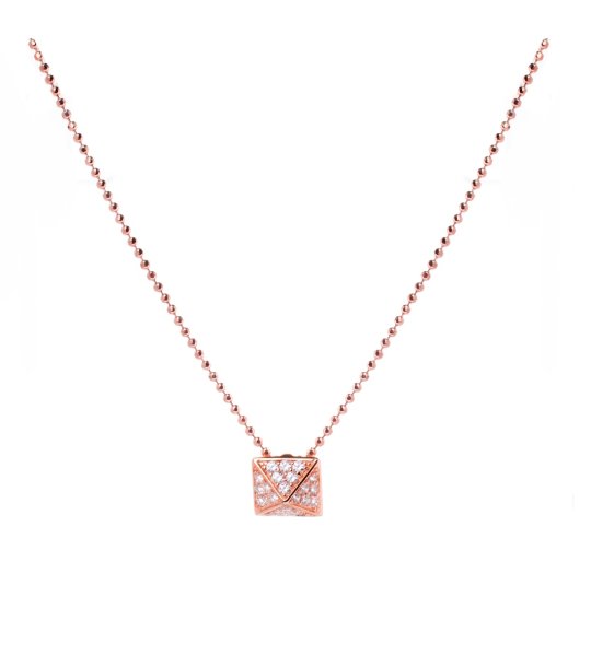 Колие в розовозлатисто с цирконии снимка