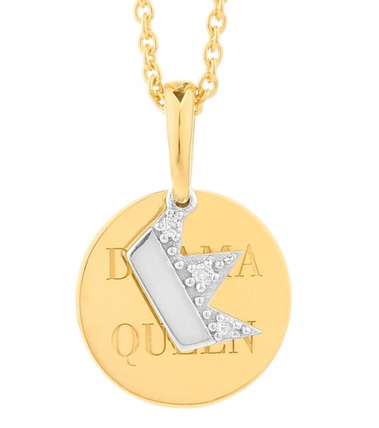 Златисто колие с висулка и коронка снимка