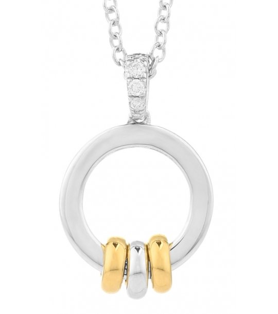 Дамско сребристо колие с кръгла висулка снимка