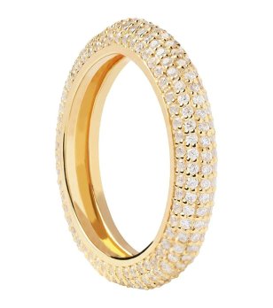 Дамски златист пръстен с кристали размер 14 снимка