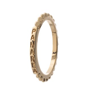 Елегантен златист пръстен с надписи размер 54 снимка