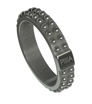 Дамски пръстен в цвят графит с релеф размер 56 снимка