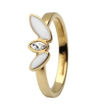 Златист дамски пръстен с камък размер 6 снимка