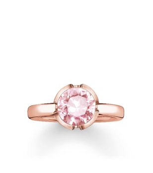 Дамски розовозлатист пръстен с розов камък размер 52 снимка