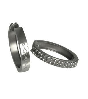 Обеци с кръгъл дизайн в цвят графит снимка