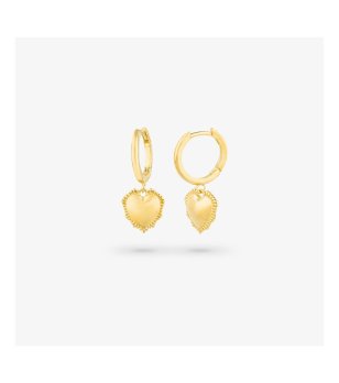 Обеци в златисто с висящо сърце снимка