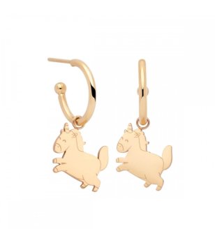 Обеци в златисто с еднорози снимка