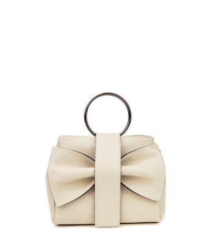 Дамска чанта в цвят слонова кост с кръгла дръжка снимка