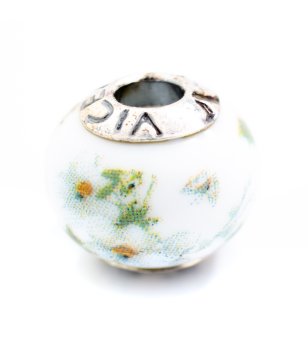 Бяло декоративно мънисто за гривна снимка