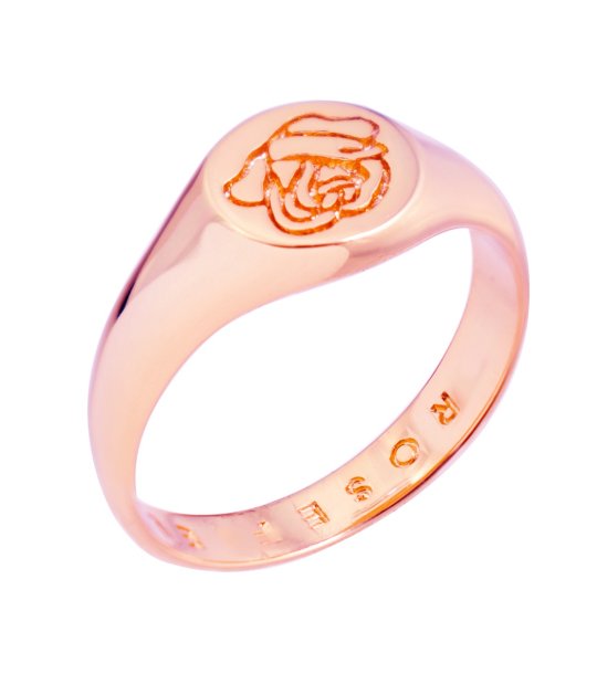 Дамски розовозлатист пръстен с роза снимка