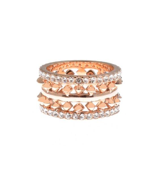 Дамски розовозлатист пръстен с кристали снимка