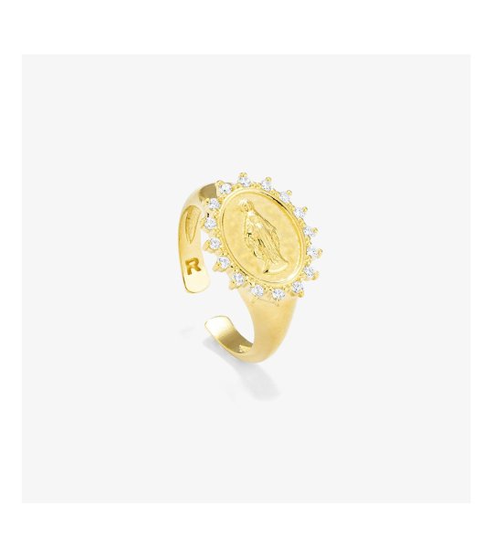 Дамски златист пръстен с камъчета снимка