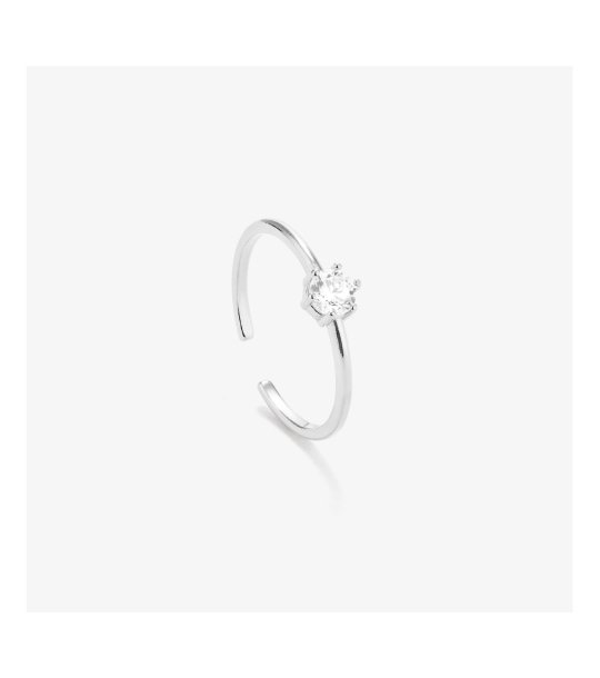 Дамски сребрист пръстен с кръгъл камък снимка