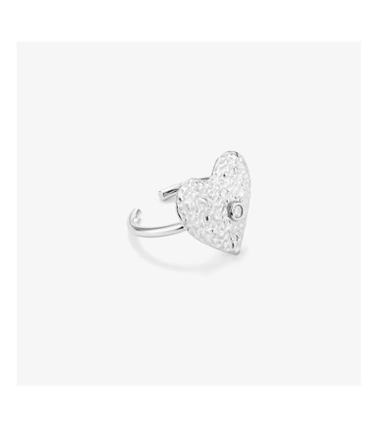 Регулируем сребрист пръстен със сърце снимка