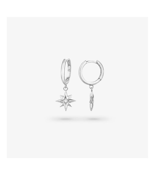 Сребристи обеци с висящи звезди снимка