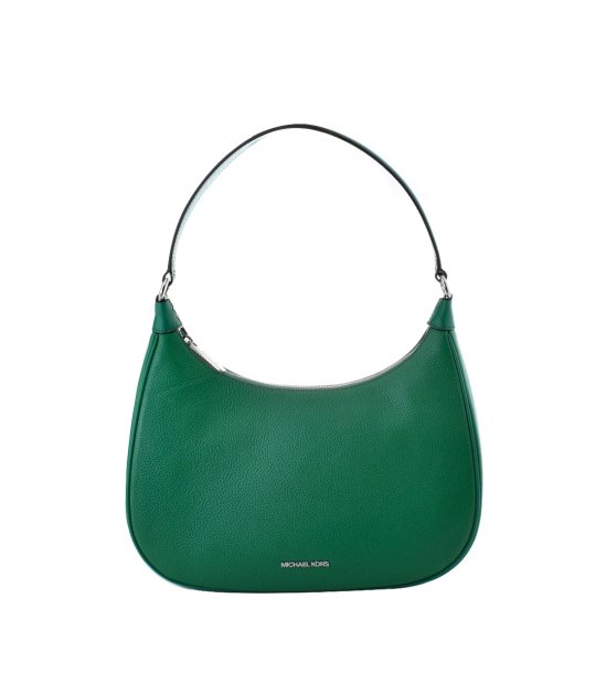 Зелена дамска кожена чанта с цип снимка