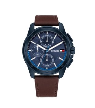 Мъжки аналогов часовник в тъмносиньо и кафяво снимка