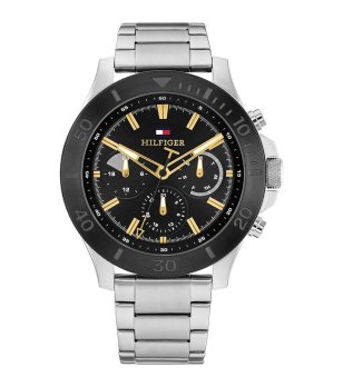 Аналогов мъжки часовник в черно и сребристо снимка