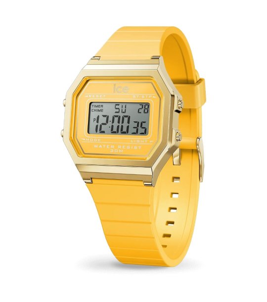 Кварцов дигитален часовник в жълто снимка