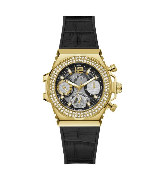 Аналогов часовник в златисто и черно с кристали снимка