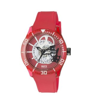 Аналогов часовник скелетон в червено снимка