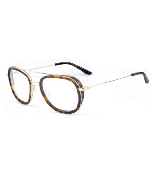 Дамски рамки за очила в сиво и жълто с метални дръжки снимка