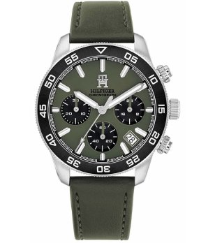 Мъжки часовник хронограф в зелено и сребристо снимка