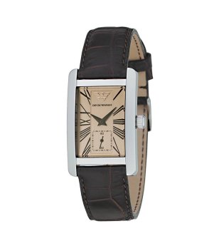 Елегантен дамски часовник в сребристо с кафява каишка снимка