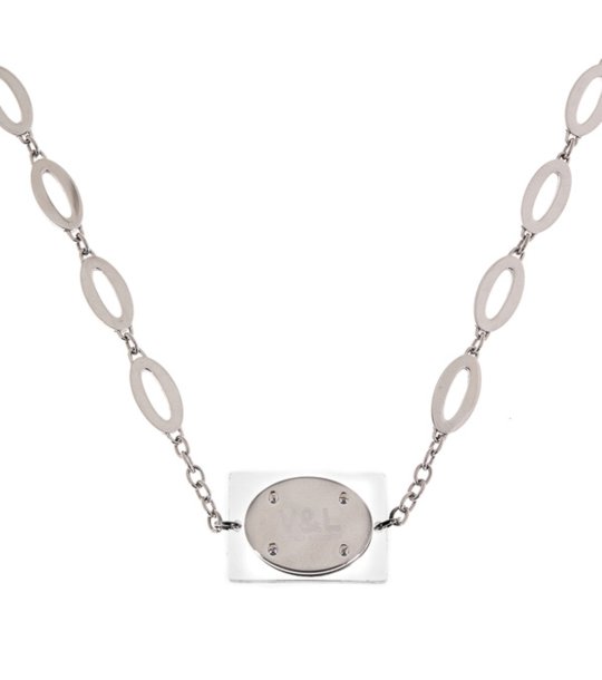 Дамско сребристо колие с овални елементи снимка