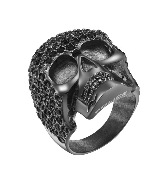 Черен мъжки пръстен череп снимка