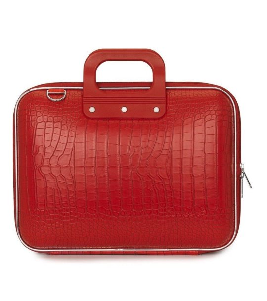 Червено куфарче за лаптоп в червено с релеф снимка