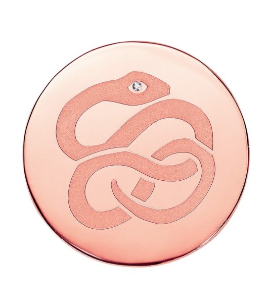 Медальон в розово със змийски мотив снимка