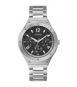 Мъжки кварцов часовник в сребристо с черен циферблат снимка