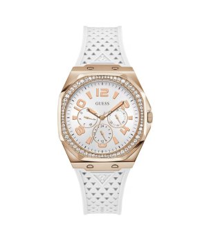 Аналогов часовник в бяло и розовозлатисто с кристали снимка