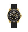 Мъжки кварцов часовник в черно и златисто-0 снимка