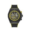 Мъжки часовник в черно и жълто с хронограф-0 снимка