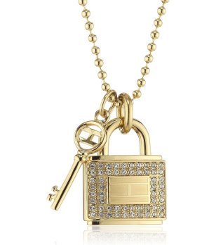 Златисто колие с висулка катинар с ключ снимка