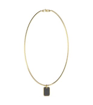 Мъжко златисто  колие с плочка снимка