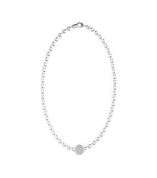 Мъжко сребристо колие с кръгъл детайл снимка