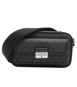 Черна дамска чанта през рамо с лого снимка