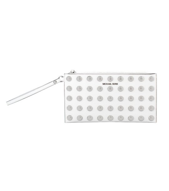 Бяла дамска чанта с капси снимка