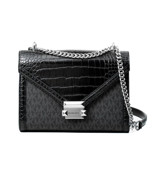 Чанта черна чанта с капак и верижка снимка