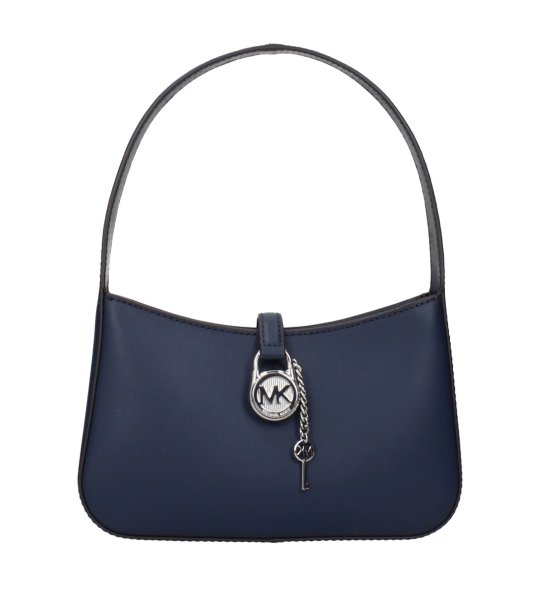 Елегантна дамска тъмносиня чанта с ключодържател снимка