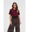 Дамска памучна тениска в бордо-0 снимка
