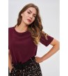 Дамска памучна тениска в бордо-3 снимка