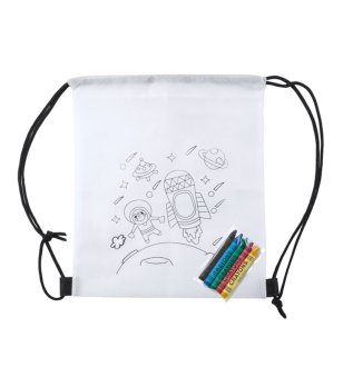 Бяла раница мешка с дизайнерски принт TURCAZ с включени пастели снимка