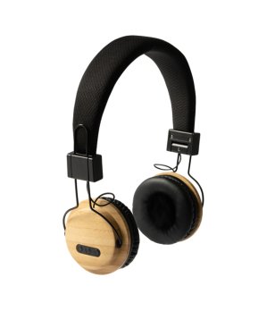 Регулируеми безжични слушалки от бамбук TANGO BLACK снимка