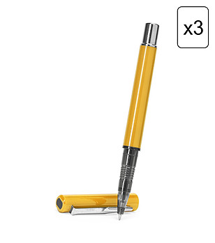 Комплект от 3 бр. жълта ролер химикалка YAMA снимка