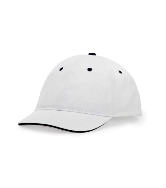 Детска памучна шапка с козирка в бяло снимка